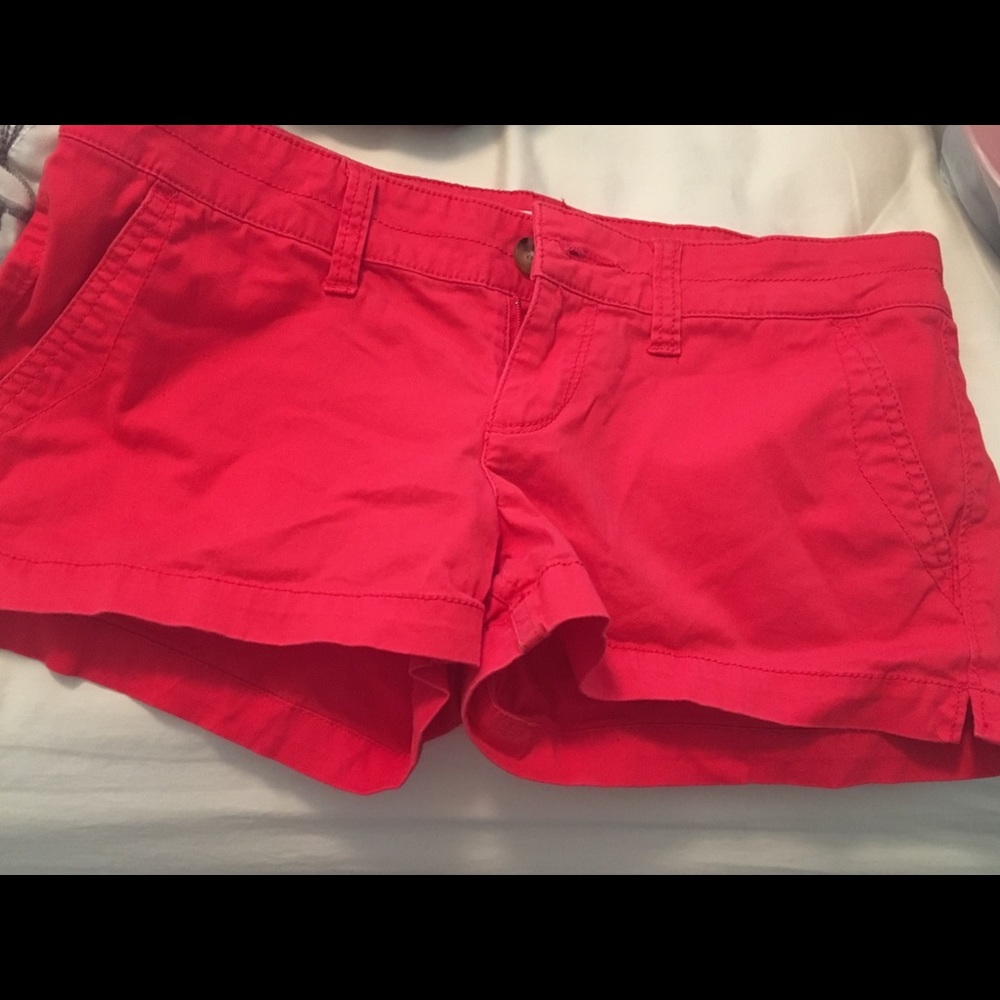 Red jean shorts